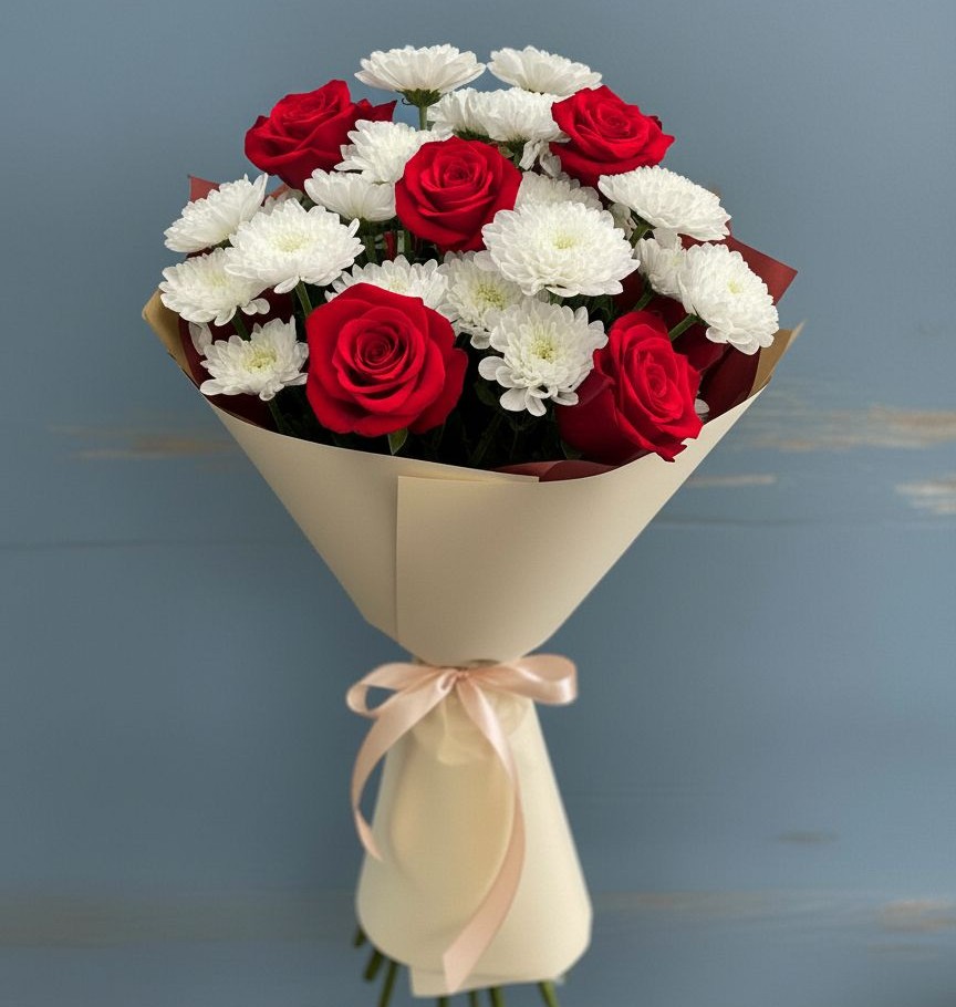 Букет цветов из: Розы и Хризантемы в Мучкапский