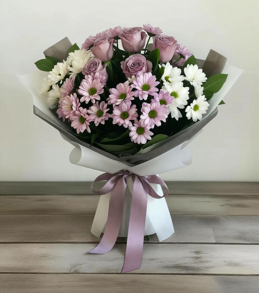 Букет цветов из: Хризантемы и Розы в Мучкапский
