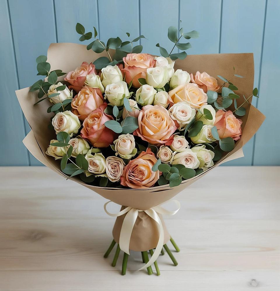 Букет цветов из: Альстромерии и Розы в Мучкапский