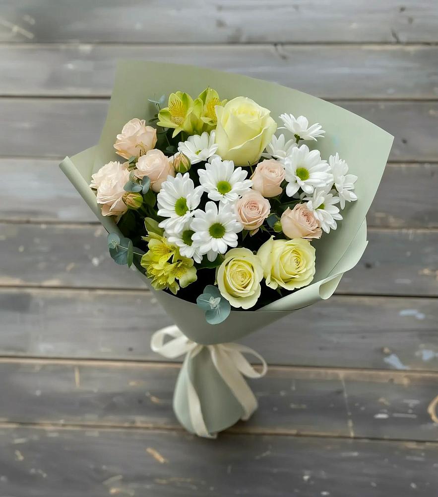 Букет цветов из: Альстромерии, Розы и Хризантемы в Мучкапский