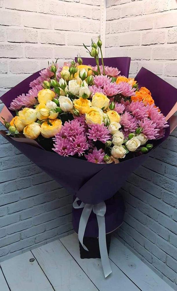 Букет цветов из: Хризантемы и Розы в Мучкапский