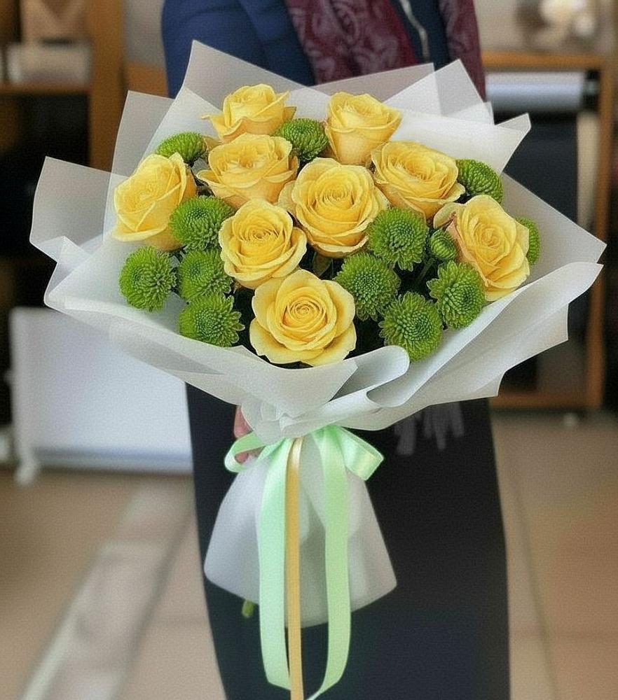 Букет цветов из: Хризантемы и Розы в Мучкапский