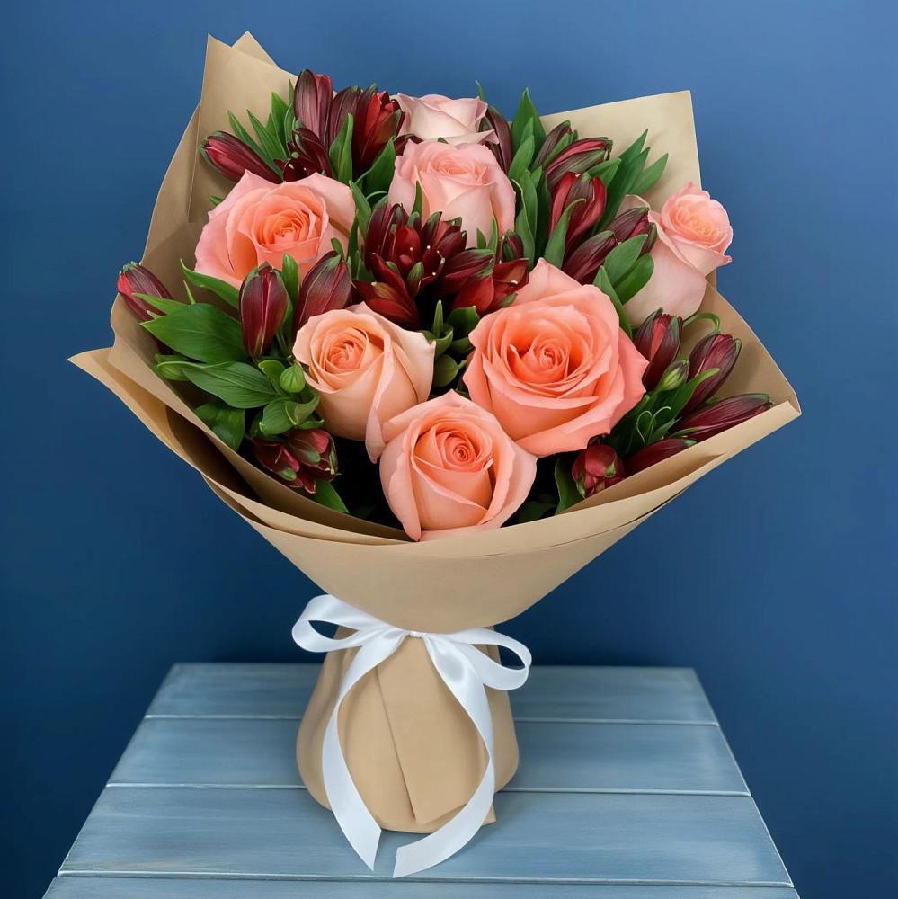 Букет цветов из: Розы и Альстромерии в Мучкапский