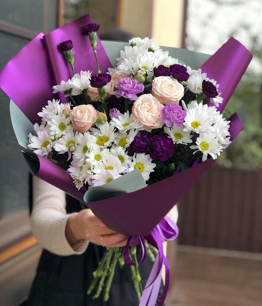 Букет цветов из: Хризантемы, Гвоздики и Розы в Мучкапский