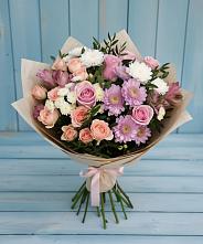 Букет цветов из:  Хризантемы, Розы и Альстромерии в Мучкапский