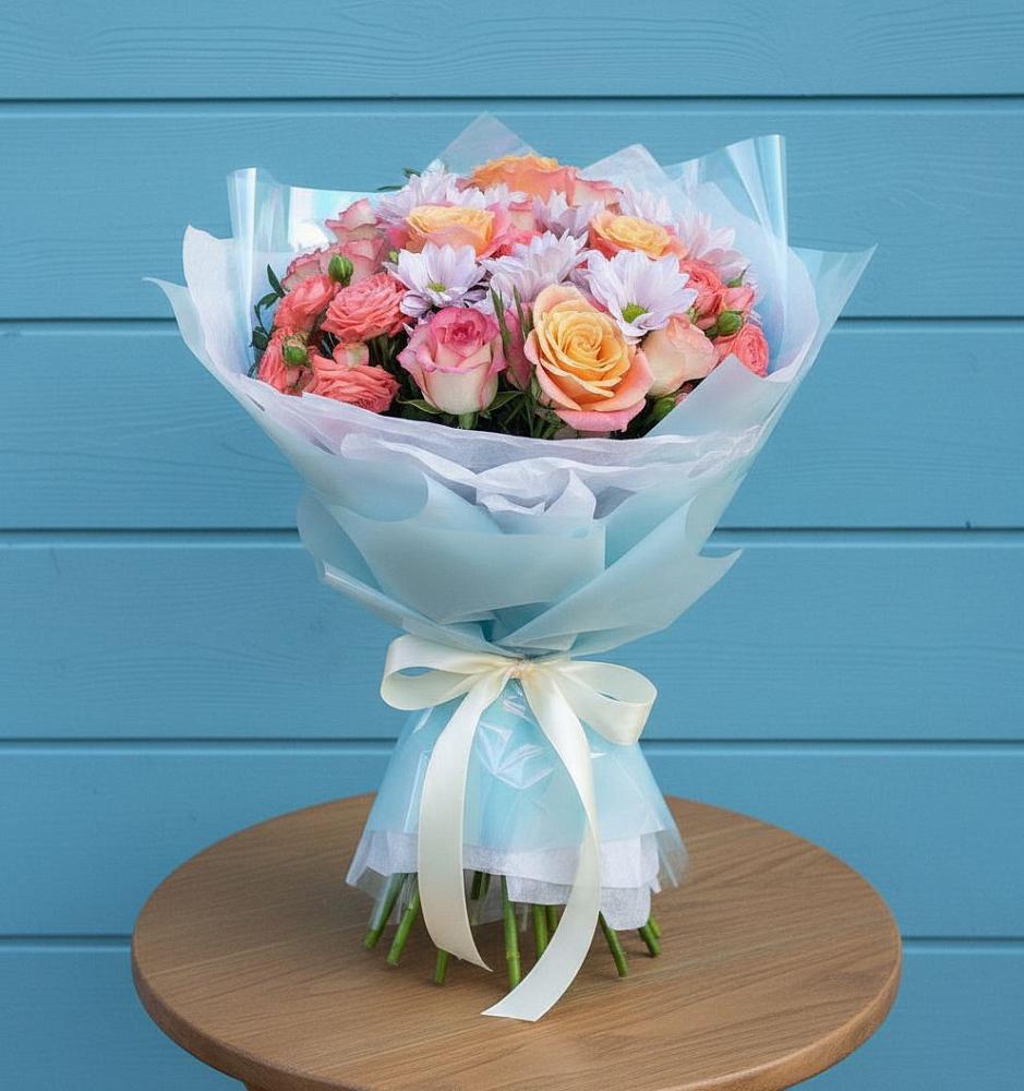 Букет цветов из: Хризантемы и Розы в Мучкапский