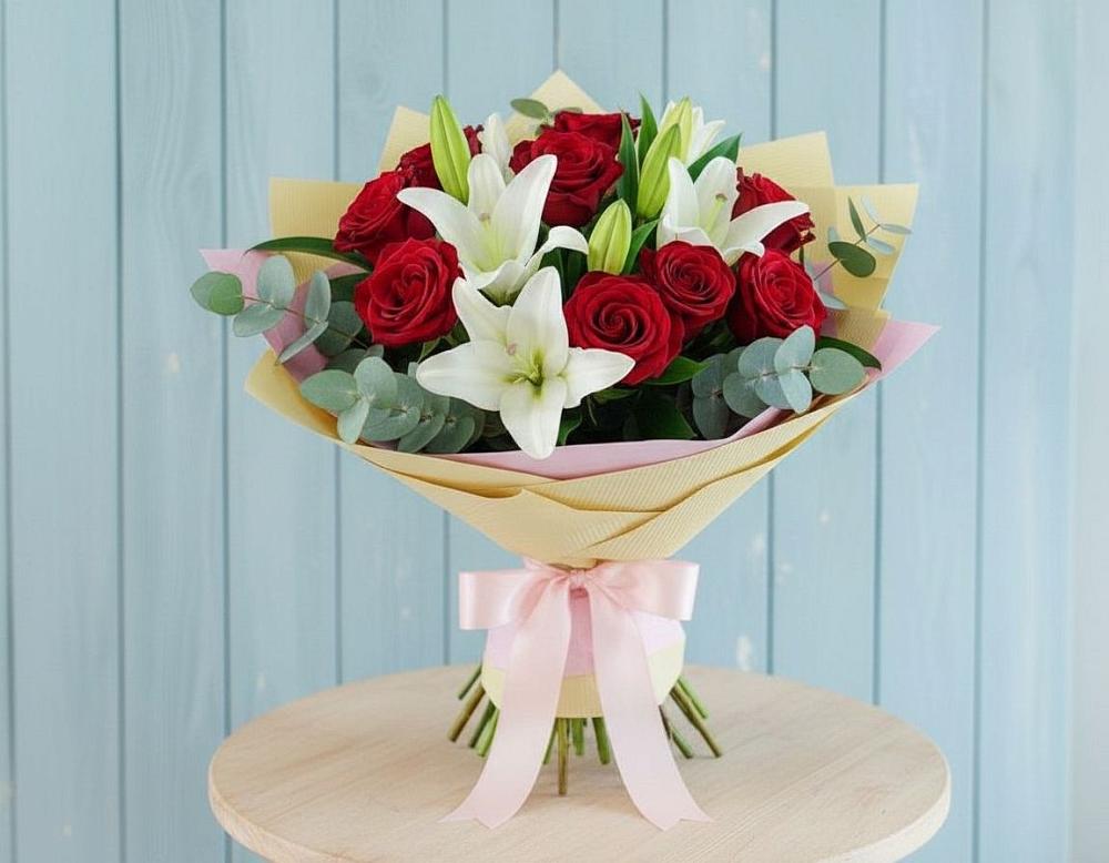 Букет цветов из: Лилии и Розы в Мучкапский